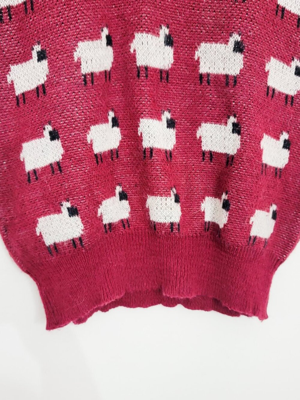 Vintage Sheep Print Acrylic Sweater Vest Large - Picture 4 of 6